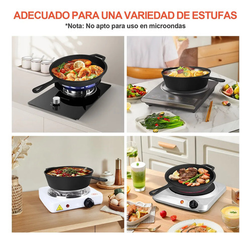 2 En 1 Olla Y Sartén Combinados De Hierro Fundido 26cm 4.7l