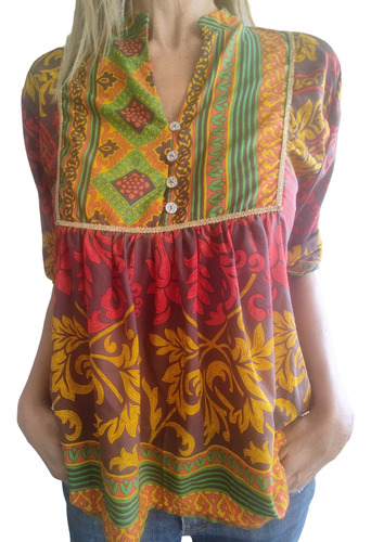 Camisa Blusa Rapsodia Bartu Sari Talle S/40 Multicolor