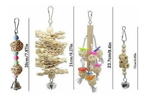 Conures SHINYLYL 8 Packs Bird Toy,Bird Parrot Swing Chewing Toys Birdcage Stands,Wood Hanging Bell Bird Cage Toys for Parrots Macaws Love Birds Cockatiels Parakeets Finches 