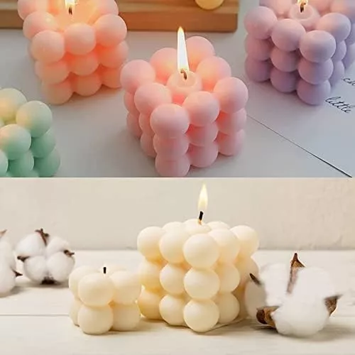 Juego de 6 moldes de vela de silicona para hacer velas, molde de vela de  burbujas de bola de hilo, molde de silicona rosa 3D, molde de pastel para