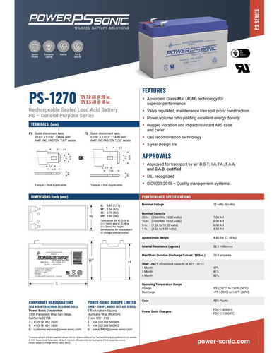 Bateria Gel Powersonic 12v 7ah 7a Sistemas De Alarma