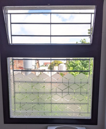 Imagen 7 de 9 de Vinilo Esmerilado Con Diseño Ventanas Mamparas Baño Vidrios