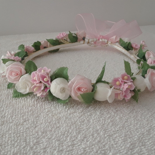 Imagen 10 de 10 de Cintillo Corona De Flores Para Niñas Bautizo Comunión Paje