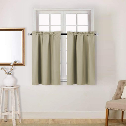 Cortina De Dos Paneles Easy Home Opacos Con Bolsillo Para Ba