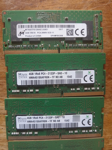 Memorias Ram Ddr4 De 8gb Y 4gb Marca Kingston Y Skhynix. (Usado)