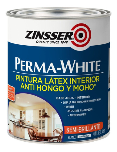 Perma White Latex Interior Semi Brillante Antihongo X 1 Lt.