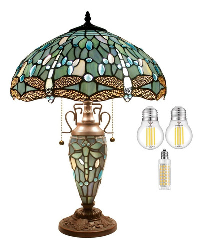 Lámpara De Mesa Tiffany Con Luz De Noche, Rústica, Gr...