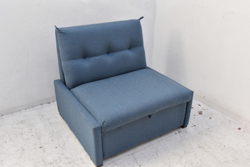 Sillón Cama 1 Plaza Sin Apoya Brazo Azul Jeans Liso