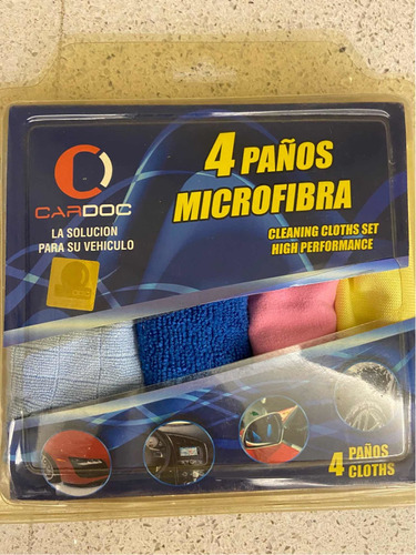 Paños Microfibra Para Vehículo Kit De 4 Unidades. Cardoc .