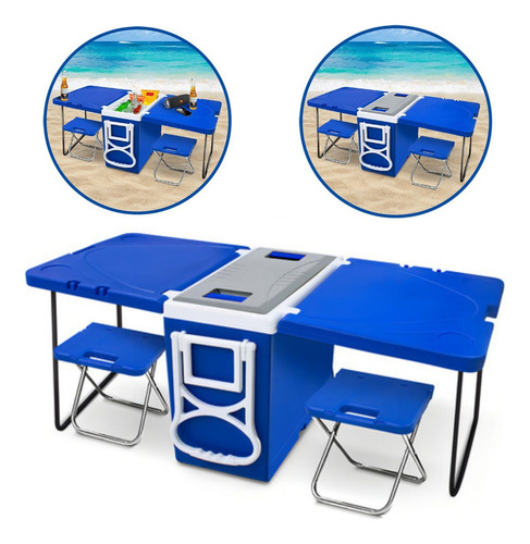 Caixa Térmica 32l Com Mesa E Cadeira Praia Camping 5 Em 1