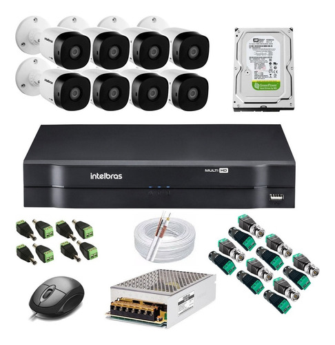 Kit Cftv 8 Câmeras B Full Hd 1080p Intelbras Mhdx 8 Canais