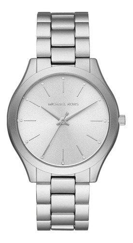 Reloj Michael Kors Slim Runway Mk4502 Dama Original Color de la correa Plateado Color del bisel Plateado Color del fondo Gris