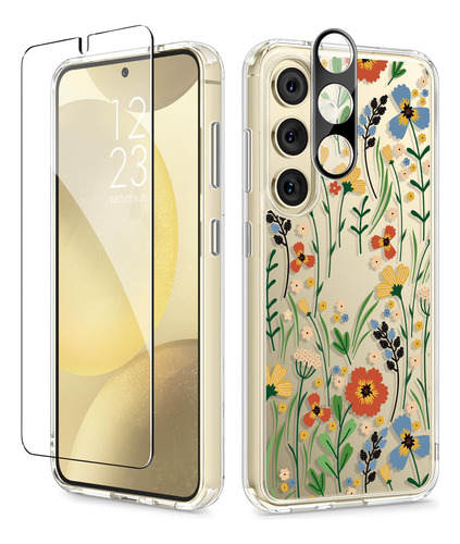 Funda Para Samsung Galaxy S24 Transparente Con Flores 