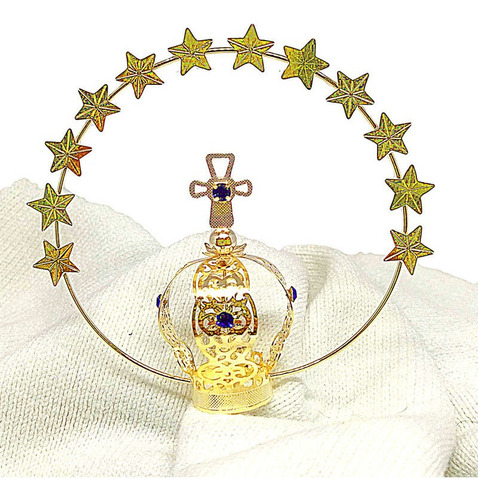 Pingente Divinário Folheados a ouro com pedras sintéticas y desenho do religioso com 55mm de diâmetro - 172.7mm de comprimento x 125mm de altura - dourado polido