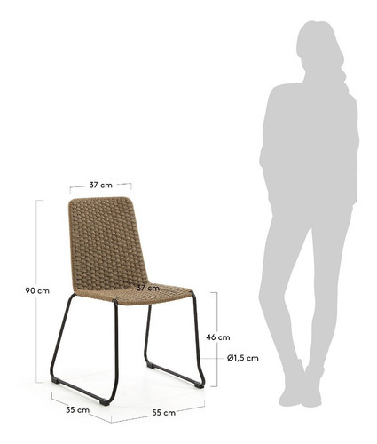 Silla Cuerda Poliéster Cocula Promobel Color de la estructura de la silla Negro Color del asiento Beige Diseño de la tela No aplica