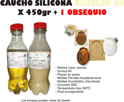 Caucho Silicona Uretano Liquido 40 X 450gr Moldes Velas