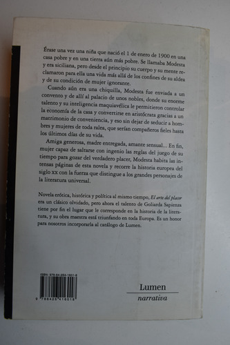 El Arte Del Placer Goliarda Sapienza C68 (Usado)