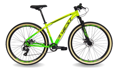 Bicicleta Mountain Bike Prowest New Discovery 2025 R29 Tamanho Do Uadro 17 - Amarelo Com Verde