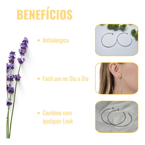 Argola Fio Grande De Aço Cirúrgico Antialérgico Feminino