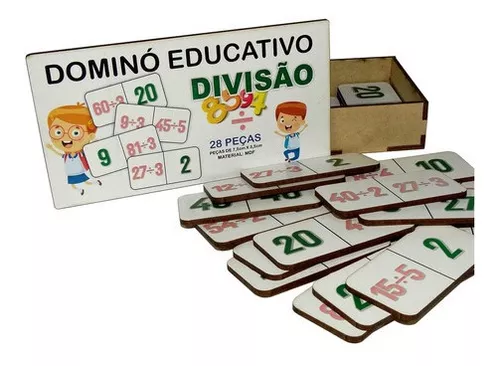 Jogo Educativo de Matemática e Pedagógico Dominó de Divisão em Promoção na  Americanas