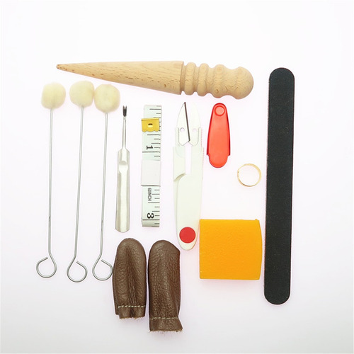 Kit 31x Accesorio De Cuero Hilo Punzón Lana Dedal Pines