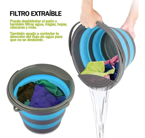 Cubeta Plegable De Silicón, 10 Litros, Cubo Plegable Con