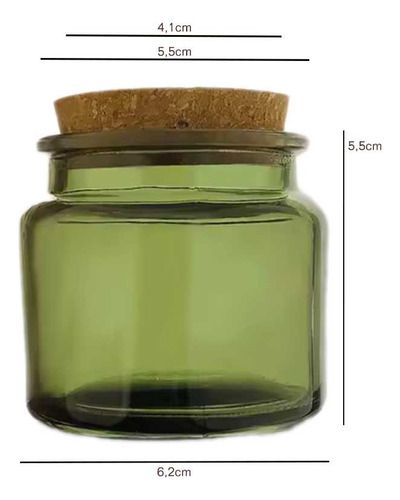 Pote De Vidro 100ml Verde Com Rolha 20un