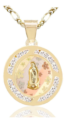 Medalla Oro 10k Virgen De Guadalupe Con Cadena De Regalo 