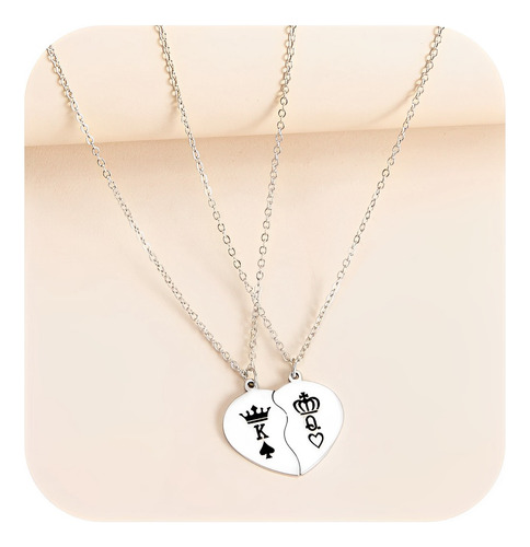 Collar Parejas Rompecabezas Corazón Rey Reina Joya Plata