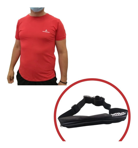 Combo Runner! Remera Deportiva Hombre Rj+ Riñonera Expansibl