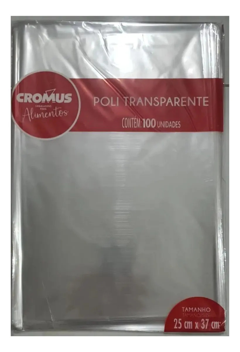 Saco Transparente 25x37 Incolor - 100 Unidades - Cromus