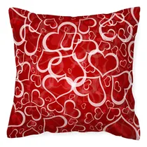 Comprar Cojín Almohada San Valentín Fondo Rojo Corazones Blancos 92
