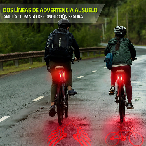 Luz Led Trasera Bicicleta Recargable Usb Proyección Laser Batería De Litio ,recargable Por Usb, Luz De Conducción Al Aire Libre, 4 Modos, Resistente Al Agua Ipx5,