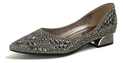 Zapato Mujer Elegante Cómodo Tipo Flat Brillante Pedrería