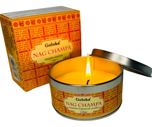 Vela Perfumada Nag Champa, Indiana, Goloka, Na Lata - 70g