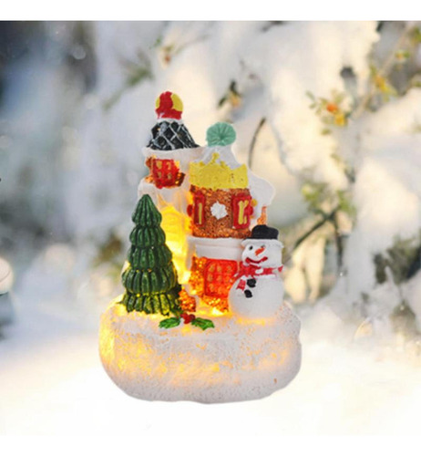 Casa Luminosa Navideña Escena De Nieve Navideña Figura De