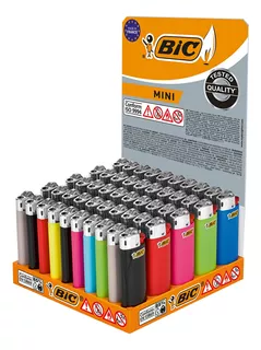 Encendedor Bic Mini Colores Hasta 1500 Encendidas 50 Piezas