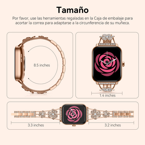 Reloj Inteligente Smartwatch Bluetooth Llamadas Para Alexa, Smart Watch Mujer, 2 Correas, Notificaciones De Apps, Lp68, 100+ Modos Deportivos, Monitor Cardíaco Y Sueño, Compatible Con iPhone Y Android