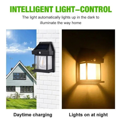 2pz Arbotante Solar Luz Cálida Recargable Batería Sensor