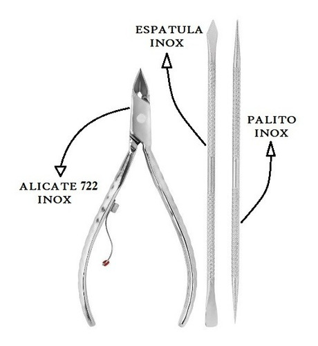 Imagem 3 de 6 de Alicate De Cutícula Mundial 722+ Espatula+ Palito Mod.778