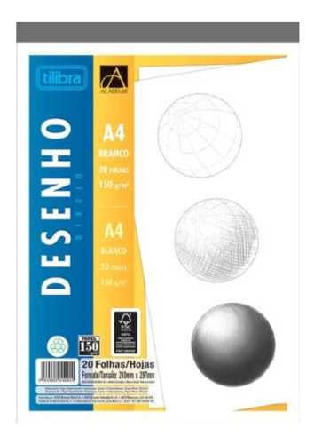 Bloco De Desenho A4 20 Folhas 150gr Branco Tilibra