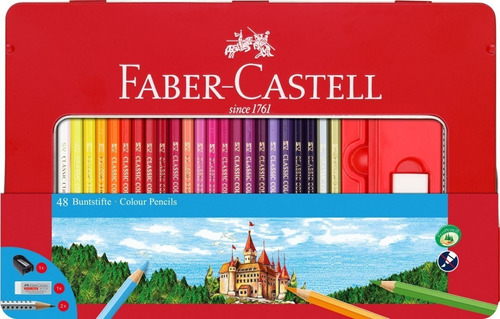 Lata De Lápices De Colores Largos Faber Castell X 48 Colores