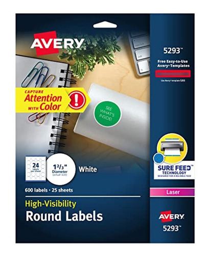 Avery Etiquetas Redondas Imprimibles De Alta Visibilidad Con