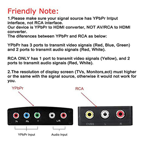 Convertidor De Componentes A Hdmi, Adaptador Portta Ypbpr A