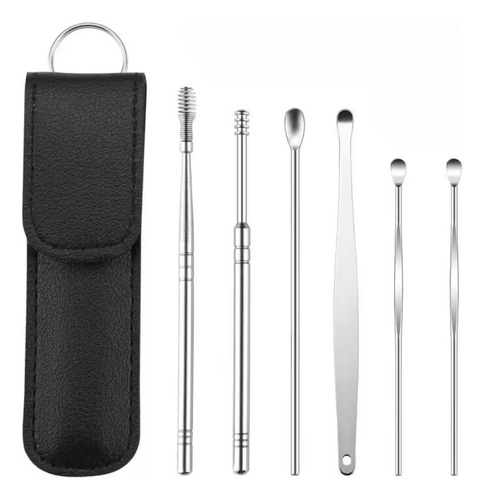 Kit 6 Mini Extrator Cera Ouvido Limpeza Auricular Com Estojo