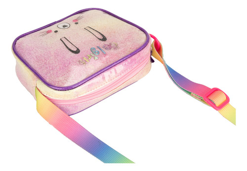 Bolsa Crossbody Cloe Mediana Para Niña Con Asa Ajustable Color Lila Diseño de la tela Brillos