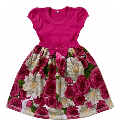 Imagem 1 de 3 de Vestido Infantil Florido Vermelho Natal Ou Rosa Baby Fab1