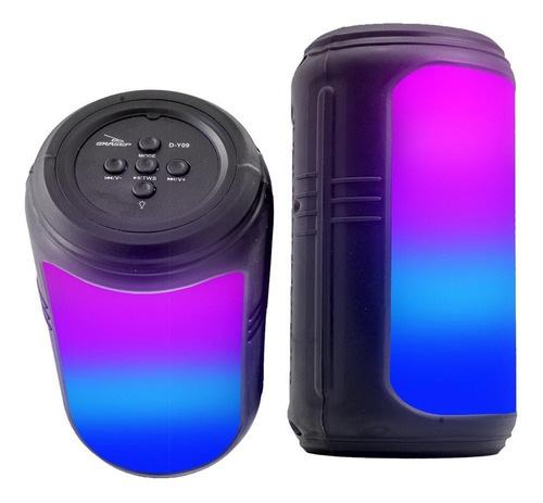 Caixa Som Bluetooth Grasep D-y09 10w Rádio Fm Rítmico Led Cor Preto 5V