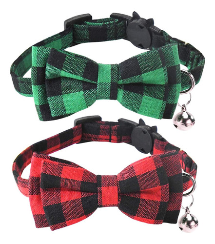 2 Pack Christmas Collars With Bow Tie And Bell Classic Buffa