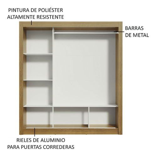 Ropero Closet Madesa Monaco 3 Puertas 2 Espejos M
